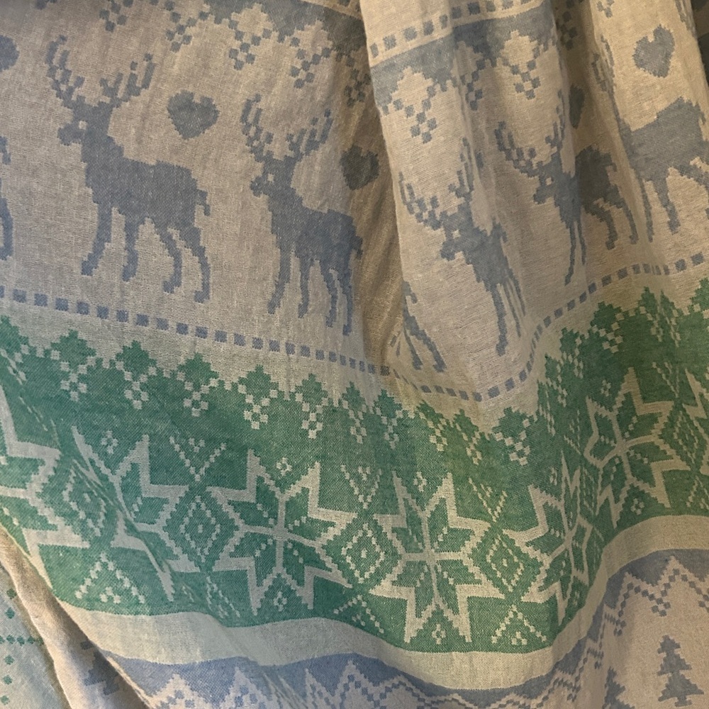 Hand Made Loom Set Reindeer Snowflake Winter’s Red Green Blue Towel Set 2 PC NEW - Picture 13 of 16